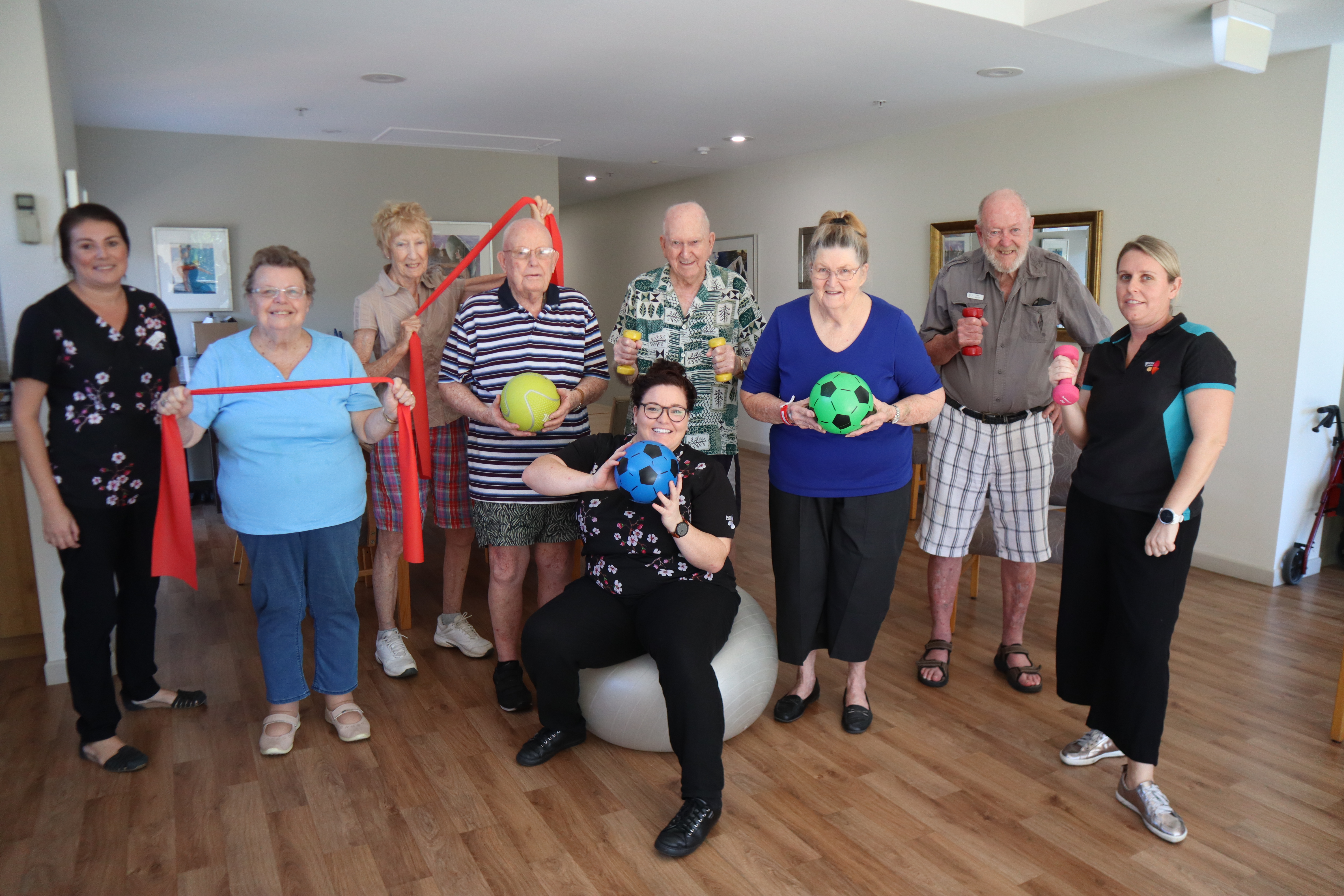 Tantula Rise residents enjyoy an exercise class from Bolton Clarke at home support.JPG