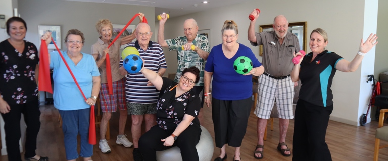 Tantula Rise retirement village residents are taking part in weekly exercise class from Bolton Clarke at home support .JPG