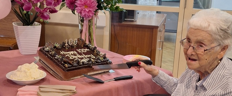 Betty celebrating her 100th birthday.jpg Betty celebrating her 100th birthday.jpg