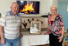 Celebrating their wedding anniversary together  Celebrating their wedding anniversary together